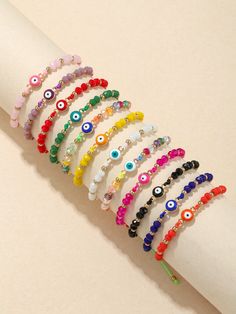 12pcs Alloy Oil Drip Eye Crystal Glass Colorful Braided Bracelet Set Multicolor    Zinc Alloy     Women Fashion Jewelry, size features are:Bust: ,Length: ,Sleeve Length: Professional Acrylic Nail Kit, Lipstick Gift Set, Oil Drip, Matching Couple Bracelets, Best Gifts For Girls, Latest Bracelets, Flavored Lip Gloss, Bracelet Sets, Acrylic Nail Kit