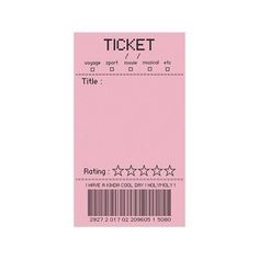 a pink ticket sitting on top of a white table next to a barcode code