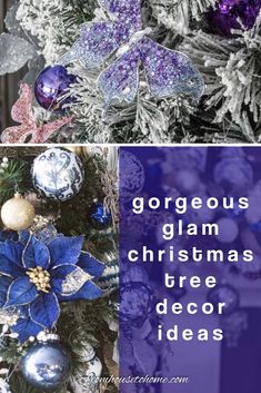 17 Elegant Christmas Tree Color Schemes Glam Christmas Tree Ideas, Themed Christmas Tree Ideas, Christmas Tree Colour Scheme, Blue Christmas Tree Decorations, Glam Christmas Tree, Elegant Christmas Tree Decorations, Christmas Tree Decorating Ideas, Purple Christmas Tree, Tree Decorating Ideas