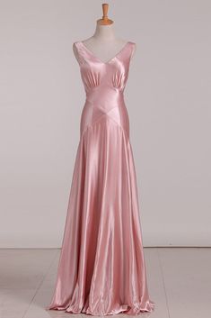 A Line V Neck Bridesmaid Dresses Open Back Stretch Satin Floor Length Online – jolilis Long Dress Bridesmaid, Homecoming 2024, Dresses Open Back, Mermaid Bridesmaid, Mermaid Bridesmaid Dresses, Pink Bridesmaid Dresses, Pink Prom, Satin Bridesmaid Dresses, Prom Dresses Online