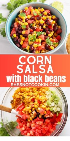 corn salsa with black beans in a bowl