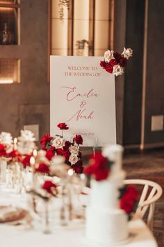 #wedding, #wedding inspiration, #event planning, #party ideas Red Decor Wedding Reception Ideas, Red Themed Engagement Party, Red Rose Engagement Party, White Red Wedding Decoration, Red Wedding Welcome Sign, Wedding Decor Red And White, Red Welcome Sign, Red And White Engagement Party, Red And White Themed Wedding