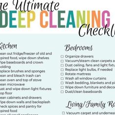 the ultimate deep cleaning checklist for every room in your house and it's free printable