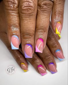 Active Length Nail Designs, Nail Designs Summer 2022, Medium Length Nail Designs, Nail Designs Gel, Sweet Nails, Cute Summer Nail Designs, Summer Gel Nails, Square Nail