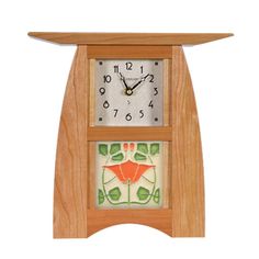 Arts and Crafts Motawi 4x4 Tile Clock Decor Schlabaugh Cherry Heart And Hand, Shelf Clock, Modern Bungalow, Amish Country, Scroll Saw, The Arts, Mantel Clock, Solid Oak, Quartz Movement