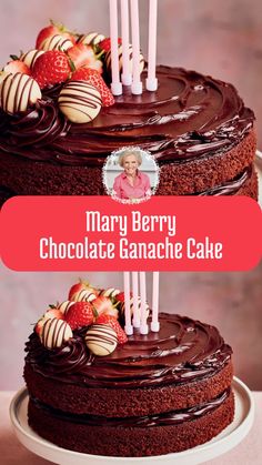 Mary Berry Chocolate Ganache Cake Ganache Cake Recipe, Chocolate Ganache Cake Recipe, Mary Berry Desserts, Mary Berry Baking, Mary Berry Recipes, Ganache Icing, Berry Desserts, Berry Dessert Recipes, Mary Berry Recipe