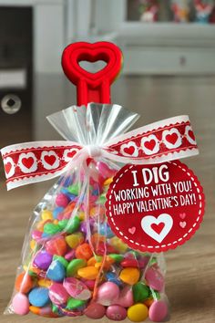 valentine's day candy bag with i dig working with you happy valentine's day tag