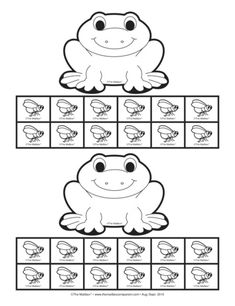 the frog is sitting on top of four squares to learn how to read and draw