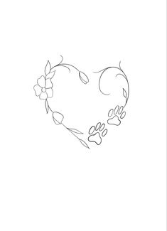 a drawing of a heart with flowers on it