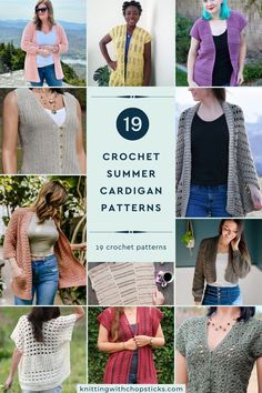 crochet summer cardigan patterns with text overlay that says 19 crochet summer cardigan patterns