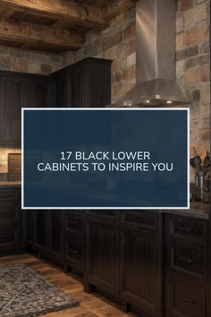 Discover beautiful rustic kitchen designs featuring stylish black lower cabinets. Get inspired by these unique kitchen ideas that merge functionality with impressive aesthetics. Cabinet Inspiration, Lower Cabinets, Natural Stone Countertops, Mosaic Tile Backsplash, Kitchen Games, Black Kitchen Cabinets, Fabulous Kitchens, Stunning Kitchens