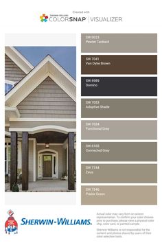 the color scheme for sheryln - williams's exterior paint colors, including brown and