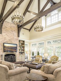 a living room filled with furniture and a fire place in the middle of a room