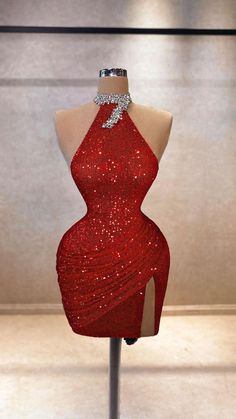 This H2048 short party dress is perfect for any event. It features a fully sequined glitter red design with a high neck and sleeveless silhouette. Its fitted cut flaunts curves for a sexy and stylish look. It's ideal for homecoming or any other special occasion. Beads Fabric, Cute Red Dresses, Gowns Dresses Elegant, Dinner Dress Classy, Stunning Prom Dresses, Satin Tulle, Short Party Dress, Glamour Dress, Red Dress Short