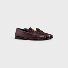 CELINE LUCO TRIOMPHE LOAFER IN POLISHED BULLSKIN - BURGUNDY | CELINE Celine Loafers, Celine Shoes, Fragrance Bottle, Brown Loafers, New Fragrances, Model Fits, Online Purchase, Fall Outfits, Loafers