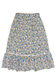 Current Boutique-Cynthia Rowley - Multicolor Floral Ruffled Hem Maxi Skirt Sz S Casual Dress With Ruffled Voluminous Skirt, Casual Dress With Voluminous Tiered Skirt, Spring Tiered Maxi Dress With Voluminous Skirt, Spring Maxi Dress With Relaxed Skirt, Spring Lined Long Maxi Dress, Spring Lined Long Skirt Maxi Dress, Casual Maxi Skirt With Ruffles, Spring Maxi Dress With Lined Long Skirt, Ruffled Flared Skirt Dress