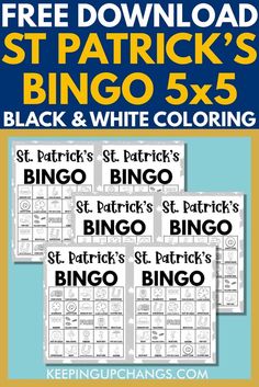 free printable st patrick's bingo and white coloring pages