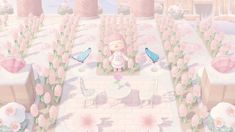 Pink Animal Crossing Aesthetic, Hyacinth Field, Kawaii Acnh, Hyacinth Garden, Hyacinths Garden, Pink Hyacinth