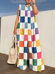 Raelynn Sleeveless Loose Casual Jumpsuit Casual Multicolor Sleeveless Jumpsuit, Mama Style, Paris Outfits, Eclectic Fashion, Casual Jumpsuit, Jumpsuit Fashion, Only Fashion, Designer Style, Colourful Outfits