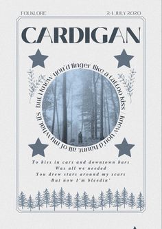 the front cover of cardigan's book, which features trees and stars on it