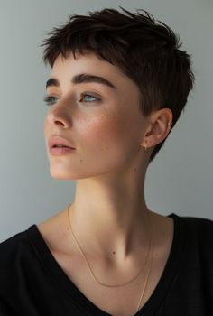 Ready for a bold change? Super short haircuts are the ultimate way to refresh your style and showcase your confidence. From edgy pixies to sleek buzz cuts, ... #short #hairstyle #ideas Hairstyles For Very Very Short Hair, Female Buzzcut Aesthetic, Trend Short Hair Styles 2024, Very Short Haircut Women, Oval Face Pixie Haircut, Short Hair With Fade, Pixie Hair Women, Buzz Cut On Women, Very Short Hair Girl