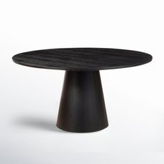 a black table with a wooden top on a white background in the shape of a cone