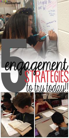 there are five images with the words engagement strategies to try today