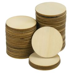 several wooden discs stacked on top of each other