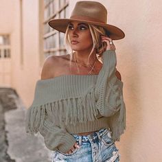 Best Outfit For Girl, Stile Boho Chic, Look Jean, Knit Purl, Outfit Trends, Country Outfits, Nashville Tennessee, Mode Inspiration, Shoulder Sweater