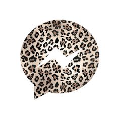 an animal print speech bubble with the shape of a cat's head in it