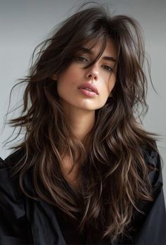 Long Hair Multiple Layers, Rambut Brunette, Summer Hair Trends, Wavy Haircuts, Haircuts For Wavy Hair, Long Hair With Bangs, Long Layered Hair, Long Wavy Hair