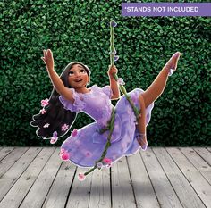 a cardboard cutout of a girl swinging on a swing with the words stand not included