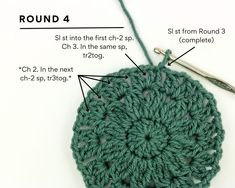 the crochet round is shown with instructions to make it easier for stitching