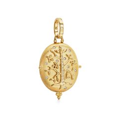 18K Gold Pavé Tree of Life Locket with diamonds by Temple St. Clair. Buy this custom haut couture charm and more custom high jewelry by Temple St. Clair. Tree Of Life Jewelry, Golden Tree, Jewelry Lockets, Circle Monogram, Tree Of Life Pendant, The Temple, High Jewelry, Monogram Initials, Hand Engraving