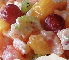 a close up view of a fruit salad