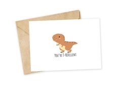 a greeting card with an image of a dinosaur