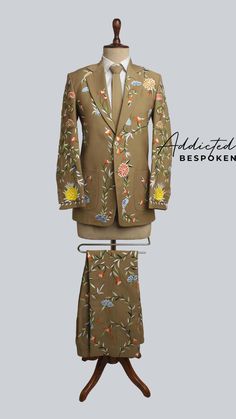 Every outfit is exclusively customized to your Body Measurements.
Each garment is made-to-order to ensure a flawless fit for you.

Introducing the epitome of sophistication: our Single Breasted Beige Cotton Suit. Immerse yourself in the Groom Floral Embroidered Collection, a harmonious blend of nature-inspired elegance.

Features:
- Custom Made
- Premium Cotton Fabric
- Custom Embroidered Initials Inside
- Single Breasted
- Notch Lapel
- Floral Embroidered with rhinestones
- Button Closure
- Long Sleeves with Functional Cuff
- High Waist Embroidered Pant
- Comfortable And Breathable Suit Beige, Western Suit, Embroidered Suits, Blazer Wedding, Costumes Couture, Western Suits, Embroidered Initials, Suits Men, Embroidered Pants