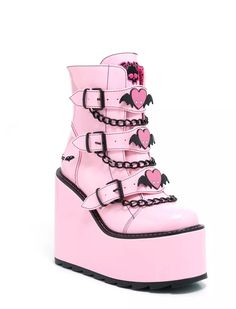 YRU Monster High Draculaura Dune Lo Platform Boots Draculaura Boots, Monster High Outfits, Perky Goth, Pink Platform Boots, Goth Platform Boots