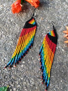 Beaded Fringe Earrings, Earrings Chandelier, Earrings Colorful, Light Earrings, Beaded Wraps, Colorful Earrings, Beaded Fringe, Seed Bead Earrings, Fringe Earrings