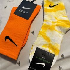 Brand Newyellow Ones Are Ankle Length. Offers Are Welcomed!! Casual Yellow Socks For Spring, Yellow Sporty Socks For Sports, Trendy Yellow Summer Socks, Sporty Yellow Cotton Socks, Yellow Cotton Socks For Spring, Nike Accessories, Custom Socks, Custom Nikes, Ankle Length