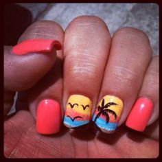 ☀Summer nails @ Mireya Serna I need this on my toes! Beachy Nails, Makeup Clothes, Toe Nail Designs, Hair Skin Nails, Nail Polish Designs, Beach Nails