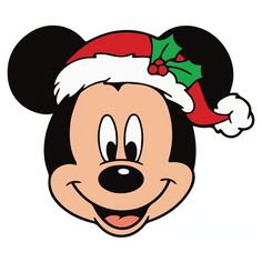 a mickey mouse face wearing a santa hat