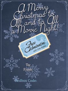 a merry christmas card and its gift at movie night