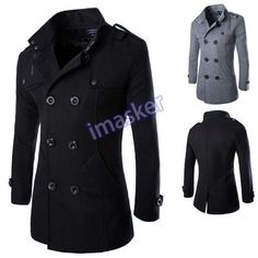 Men Winter Warm Coats Slim Button Jackets Casual Outerwear Trench Jacket   Set Include: 1x Men Coat Color:Black,Dark Grey Material:Polyester  Size: M-4XL   Description : Friendly Tips: The size is measured by hands, please allow minor error of measurement. Photo color might be a little different from the actual product due to color display of different monitors.         Payment 1. We accept PAYPAL only. 2. Payment must be made within 7 days of auction closing (Unpaid dispute will automatically open when item is not paid in 7 days). 3. PLEASE NOTE: SHIPPING&HANDING DOES NOT INCLUDE DUTIES, LOCATL TAXES OR ANY OTHER IMPORTATION FEES. 4. Please list your special requests (color, packages, value of declaration, etc.) in the EBAY NOTES SECTION when you make payment Shipping 1. We Ship to Worldw Warm Coats, Men Coat, Jackets Casual, Casual Outerwear, Trench Jacket, Open When, Color Display, Grey Material, Warm Coat