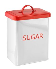 a red and white box with the word flour on it's lid is shown