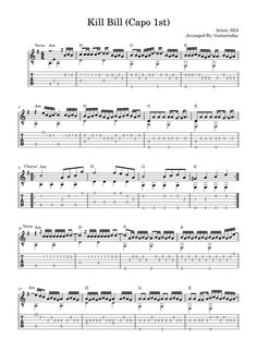 the guitar tab for kill bill capo