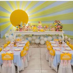 a table set up for a birthday party