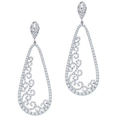 3.88 Carat Of Round Brilliant Diamond Drop Earrings In 18 Karat White Gold Diamond Drop Earrings Simple, Geometric Jewellery, White Gold Drop Earrings, Simple Jewellery, Yellow Gold Diamond Earrings, Earrings Hoops, Earrings Diamond, Jewellery Ideas, Gold Diamond Earrings