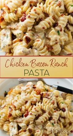 Chicken Bacon Ranch Pasta in a creamy sauce Chicken Bacon Recipes, Easy Pasta Dinner Recipes, Bacon Ranch Pasta, Resep Pasta, Chicken Bacon Ranch Pasta, Easy Pasta Dinner, Ranch Pasta, Pasta Dinner Recipes, Chicken Bacon Ranch