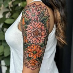 Radiant Flower Sleeve Tattoo Tattoo Design Kit Flower Sleeve Tattoo, Embrace The Unknown, Flower Sleeve, Flower Tattoo Sleeve, Compass Rose, Cover Up Tattoos, Tattoo Tattoo, Sleeve Tattoo, The Unknown